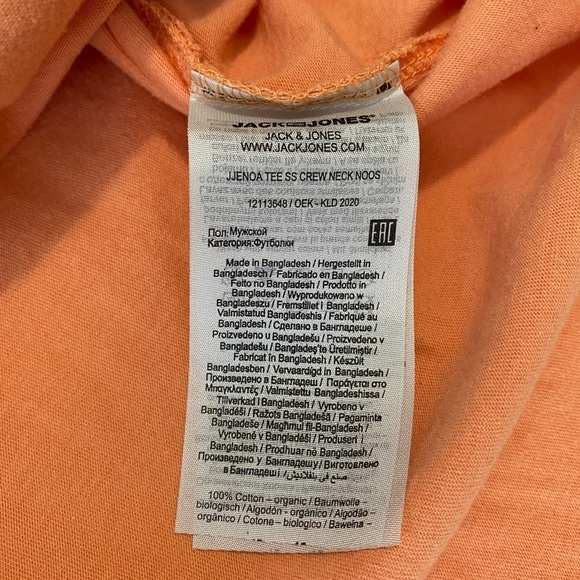 Jack &‎ Jones Organic Cotton Women's Orange Short Sleeve T-shirt Size Large - Picture 5 of 9